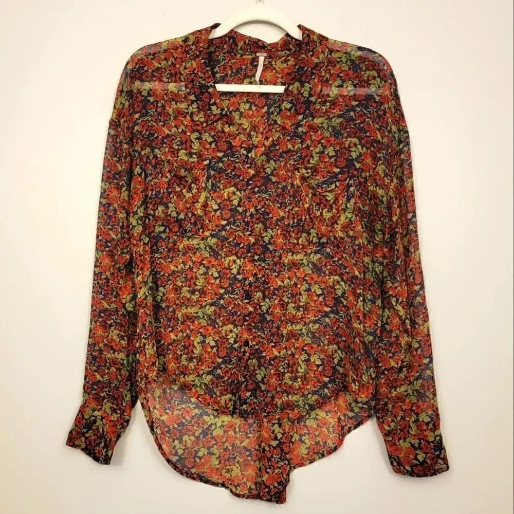 Free People Sheer Floral Blouse